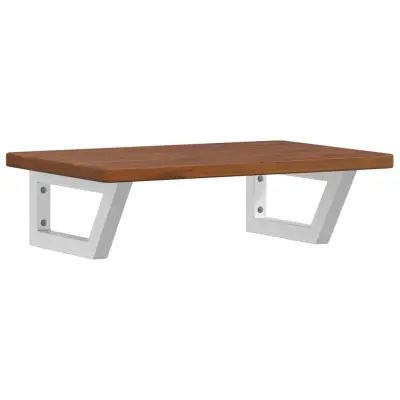 vidaXL Stenska polica za umivalnik jeklo in trdna hrastovina