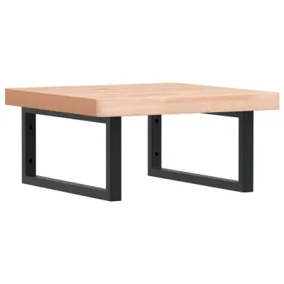 vidaXL Stenska polica za umivalnik jeklo in trdna bukovina