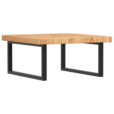 vidaXL Stenska polica za umivalnik jeklo in trdna hrastovina