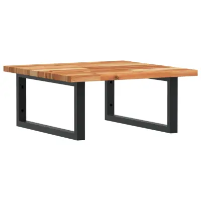 vidaXL Stenska polica za umivalnik jeklo in trden akacijev les