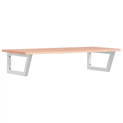 vidaXL Stenska polica za umivalnik jeklo in trdna hrastovina