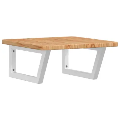 vidaXL Stenska polica za umivalnik jeklo in trdna hrastovina