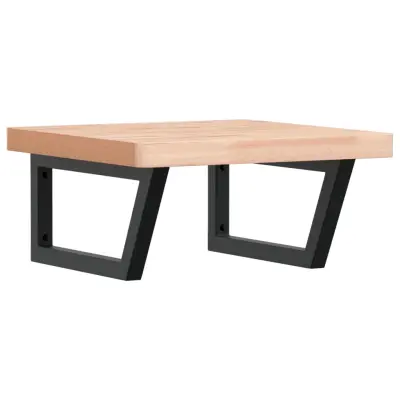 vidaXL Stenska polica za umivalnik jeklo in trdna bukovina