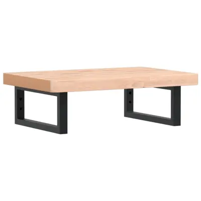 vidaXL Stenska polica za umivalnik jeklo in trdna bukovina