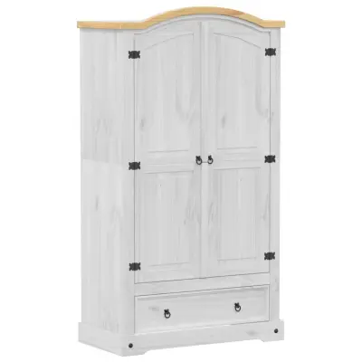 vidaXL Garderobna omara Corona bela 102x52x186 cm trdna borovina