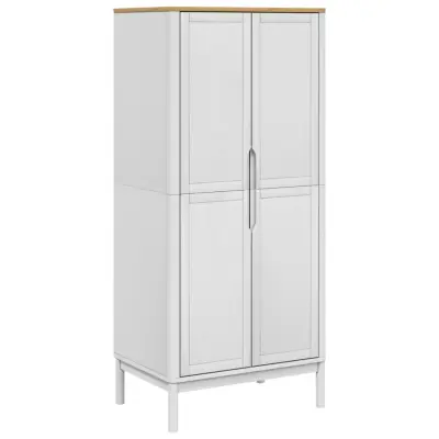 vidaXL Garderobna omara FLORO bela 77x53x171 cm trdna borovina