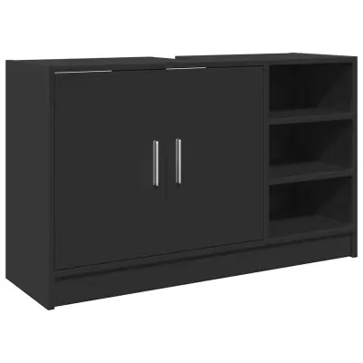 vidaXL Omarica za umivalnik črna 90x29x55 cm inženirski les