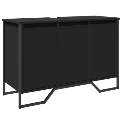 vidaXL Omarica za umivalnik črna 91x35x60 cm inženirski les