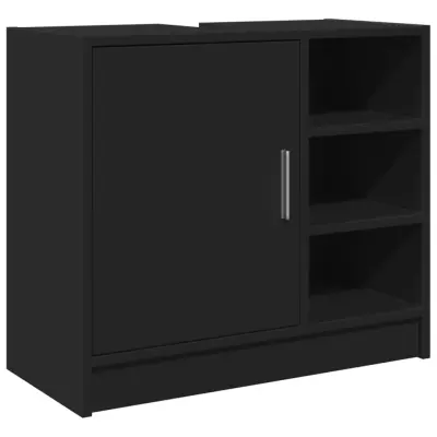 vidaXL Omarica za umivalnik črna 63x29x55 cm inženirski les