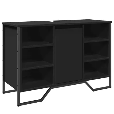 vidaXL Omarica za umivalnik črna 91x35x60 cm inženirski les