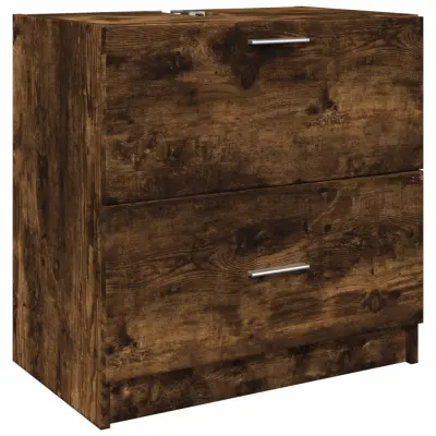 vidaXL Omarica za umivalnik dimljen hrast 59x37x59 cm inženirski les