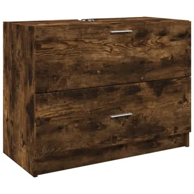vidaXL Omarica za umivalnik dimljen hrast 78x37x59 cm inženirski les