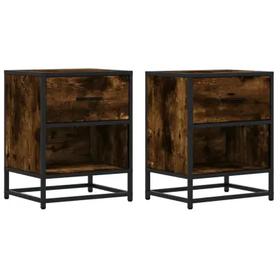 vidaXL Nočna omarica 2 kosa dimljen hrast 40x31x50 cm inženirski les