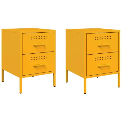 vidaXL Nočna omarica 2 kosa gorčično rumena 36x39x50,5 cm jeklo