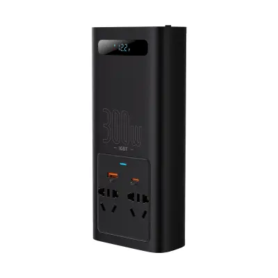Avtomobilski pretvornik napetosti 12V - 220V IGBT 300W (CN/EU vtič) črn