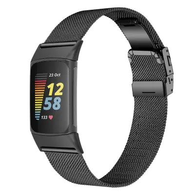 Pašček za uro iz nerjavečega jekla za Fitbit Charge5/6 Black