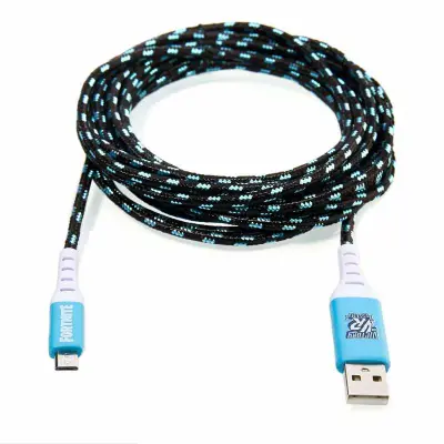 Numskull uradni pleteni mikro USB kabel Fortnite 4 m - kabel za hitro polnjenje - združljiv s PlayStation 4, Xbox One