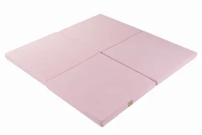 MeowBaby® Kvadratna zložljiva vzmetnica Kvadratna igralna podloga 120x120 cm Otroška igralna podloga, žamet, Roza