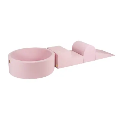 MeowBaby® Foam Playground 3-delni penasti komplet za bazen brez žog, žamet, pudrasto roza