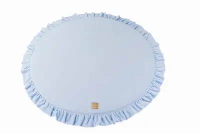 MeowBaby® Okrogla igralna podloga z naborki 100 cm Funkcionalna talna podloga Igralna podloga za otroke, žamet, Svetlo Modrá