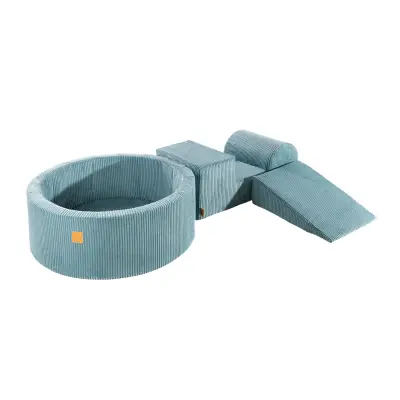 3-delni penasti igralni komplet MeowBaby® Foam Playground z okroglim bazenom, brez žog, estetski, velvet, turkizna