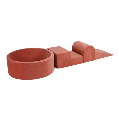 MeowBaby® Foam Playground 3-delni penasti igralni komplet z bazenom brez žog, žamet, marsala rdeča
