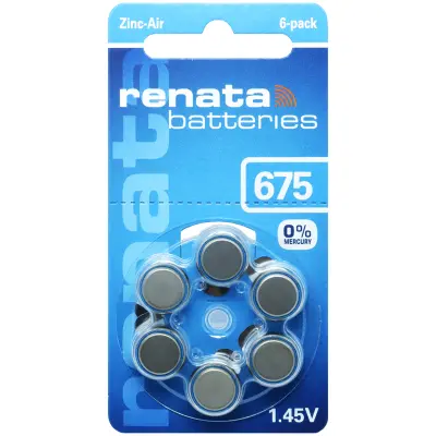 Renata 675 baterije za slušni aparat (6 baterij v blistru)