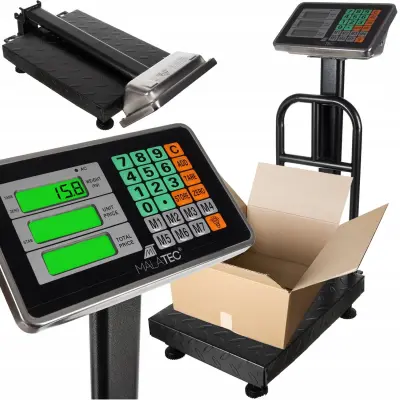 Skladiščna digitalna aku. elektronska tehtnica do 150kg LCD osvetljena črna