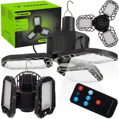 Turistična aku. LED viseča solarna prenosna luč za kampiranje + daljinec