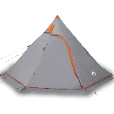 vidaXL Šotor za kampiranje tipi za 5 oseb siv vodoodporen