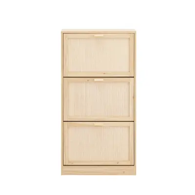 Ozko vhodno stojalo za čevlje s 3 vrati in 6 policami Natural