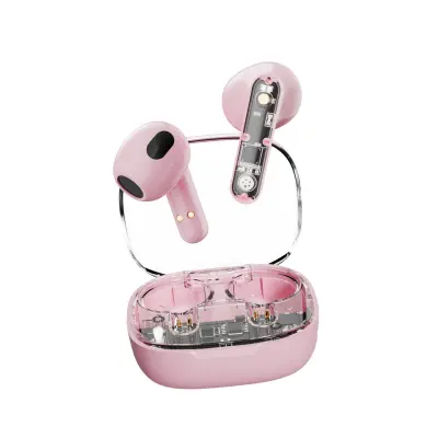STREETZ slušalke bluetooth TWS, prozorne ROZA