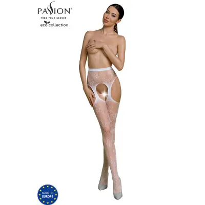 PASSION - ECO BODYSTOCKING KOLEKCIJA ECO S001 WHITE BLANCO ENA VELIKOST