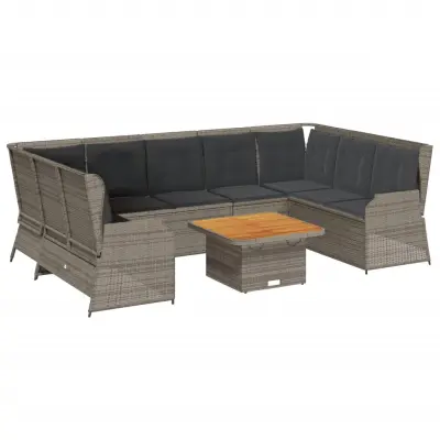 vidaXL Vrtna sedežna garnitura 7-delna z blazinami siv poli ratan