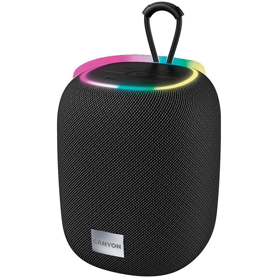 Canyon BSP-8, Bluetooth Speaker, BT V5.2, bluetrum AB5362B, TF card support, Type-C USB port, 1800mAh polymer battery, Max Power 10W, Black, cable length 0.50m, 110*110*135mm, 0.57kg