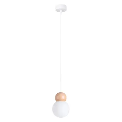 Lámpara colgante PEKKA 1 bela/madera naravna