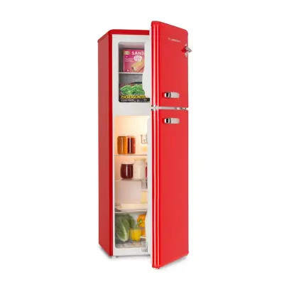 Klarstein Audrey retro hladilnik z zamrzovalnikom, 136l, rdeča barva