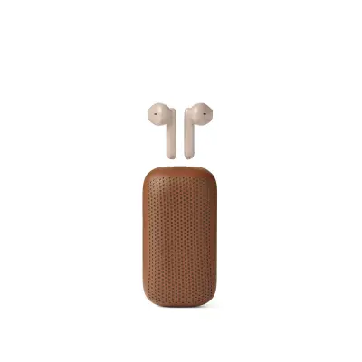 Lexon SOFTPOWER SPEAKERBUDS 2-v-1 Resnično brezžične slušalke in 3W Bluetooth zvočnik Rjave