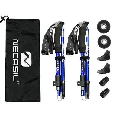 Ultralahke pohodniške palice 5 delov 1 par Blue