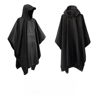 Večnamenski dežni pončo / nepremočljiva ponjava / podloga Black