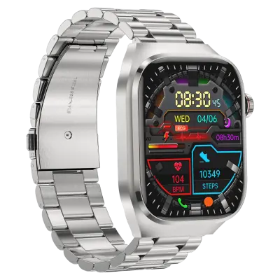 Pametna ura s kovinsko zapestnico EKG, srčni utrip, krvni tlak, spanje, pedometer Silver