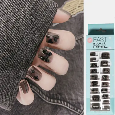 Umetni nohti Umetni umetni nohti s pritiskom na nohte, svetleči umetni nohti, konice 24 paketov Black