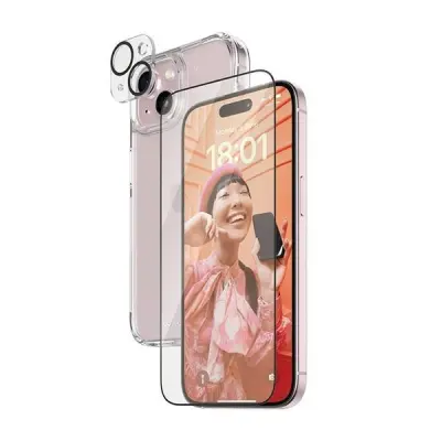 PANZERGLASS SET 3V1 PROZOREN OVITEK FOLIJA OVITEK ZA IPHONE 15