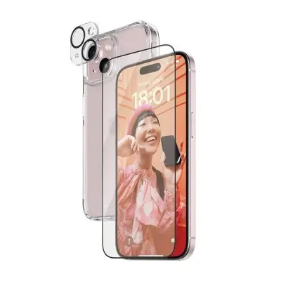ZESTAW PANZERGLASS BUNDLE 3IN1 ETUI PRZEZROCZYSTE + FOLIA + OSŁONA APARATU DO IPHONE 15 PLUS