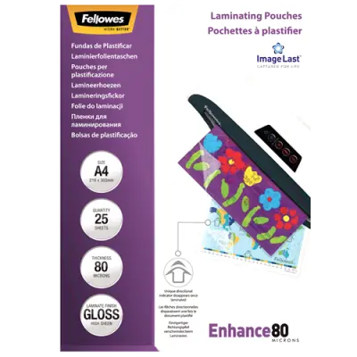 Fellowes žepki za plastificiranje A4, 80 mic, 25 kosov