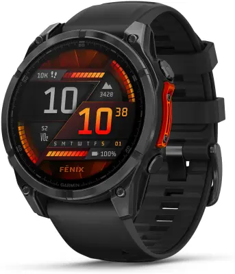 GARMIN Fenix 8 - 47 mm, AMOLED, Skrilasto siv model s črnim silikonskim paščkom