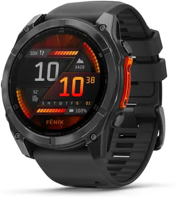 GARMIN Fenix 8 – 51 mm, AMOLED, Skrilasto siv model s črnim silikonskim paščkom