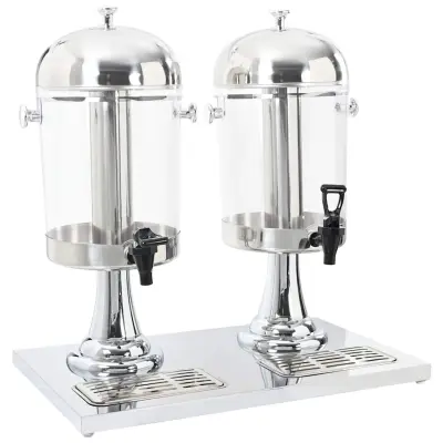vidaXL Dvojni dispenzer za sok nerjaveče jeklo 2 x 8 L