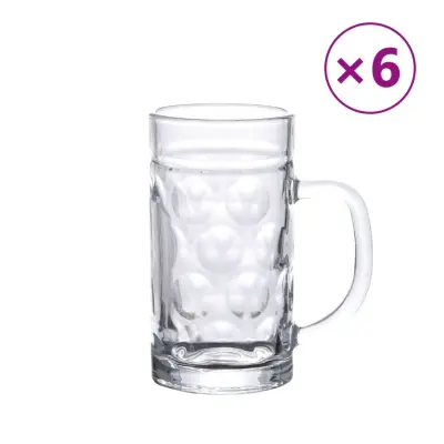 vidaXL Vrčki za pivo z ročajem 6 kosov 500 ml