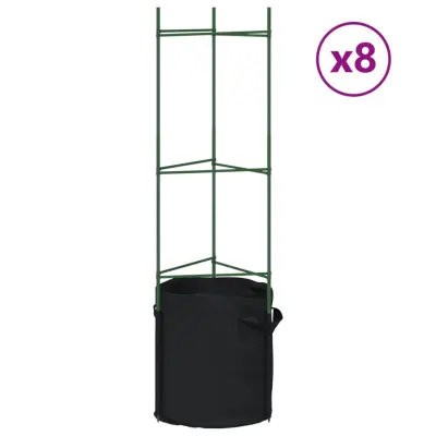 vidaXL Mreža za paradižnik z vrečo za rastline 8 kosov 116 cm jeklo PP
